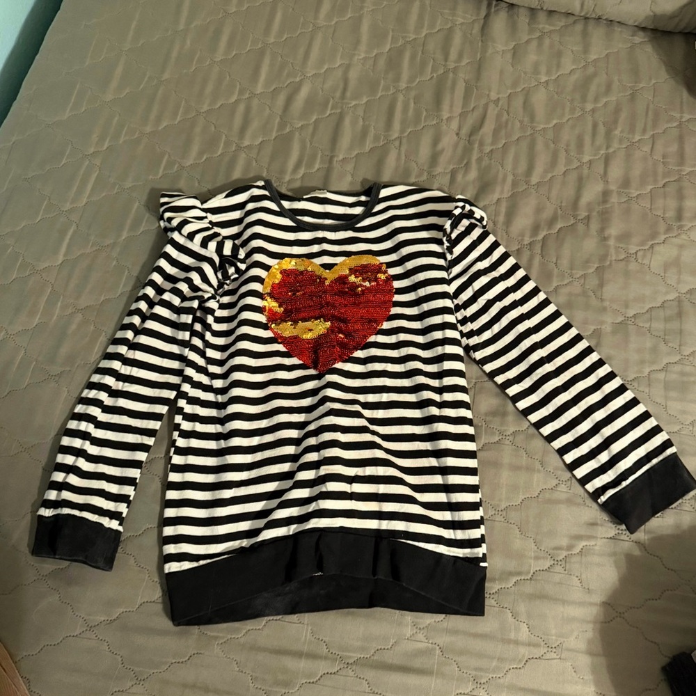Striped Sweater with Heart Design